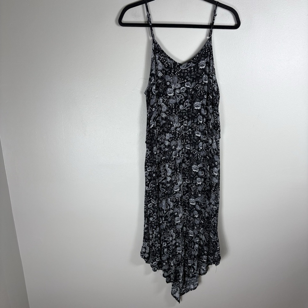 Knox Rose Women's Medium Black Paisley Floral Sleeveless Asymmetrical Dress
